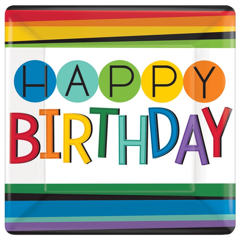 Rainbow Birthday Banquet Plates (8 ct)