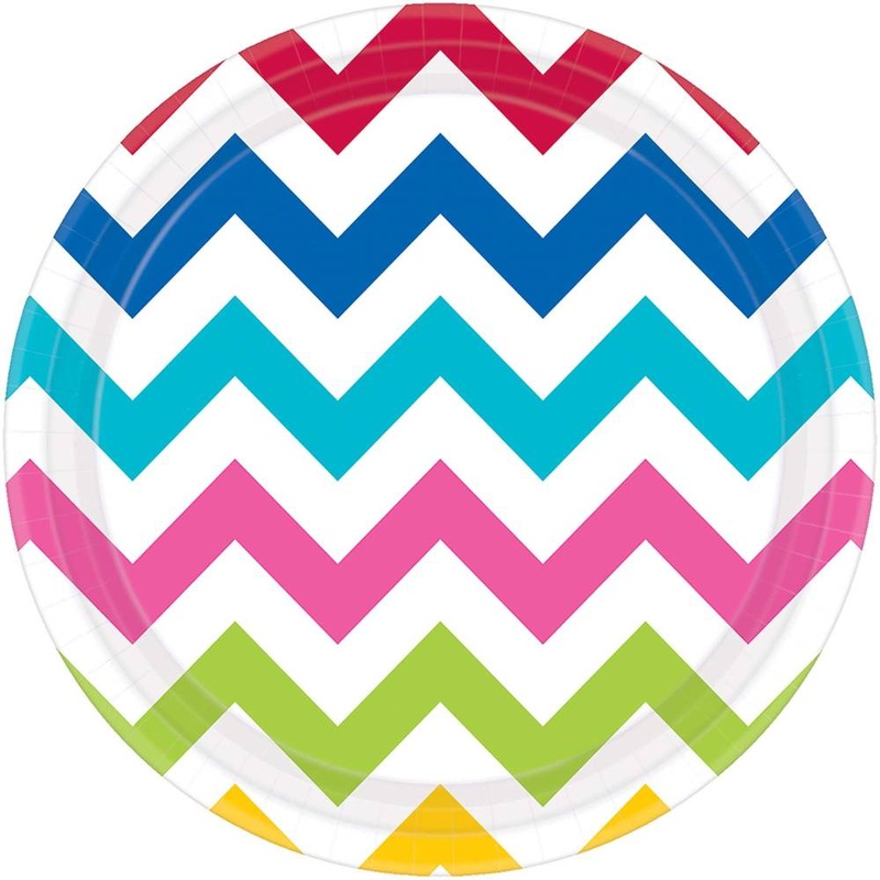 Rainbow Chevron Dessert Plates (8ct)