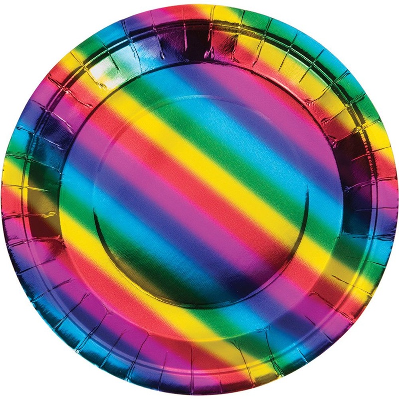 Rainbow Foil Dinner Plates (8 ct)