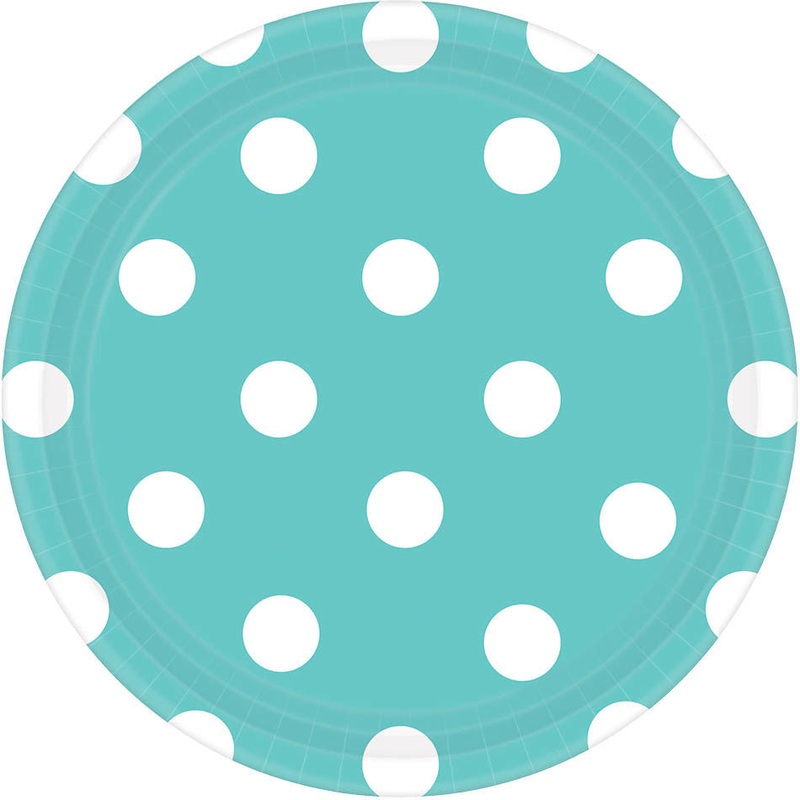 Robin's Egg Blue Dots Dessert Plates (8ct)