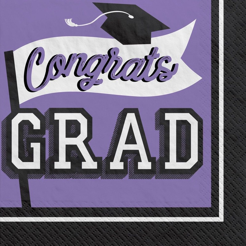 True To Your School Graduation Luncheon Napkins Purple (40ct)
