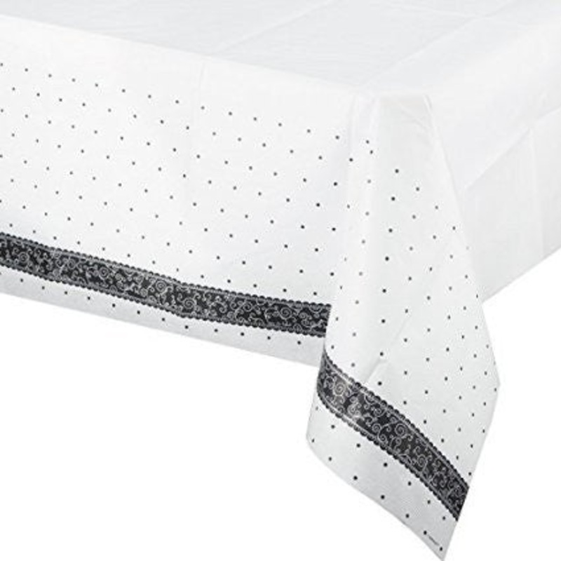 Black and White Wedding Paper Table Cover