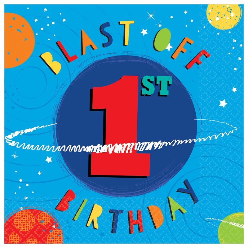 Blast Off 1st Birthday Lunch Napkins, 16ct