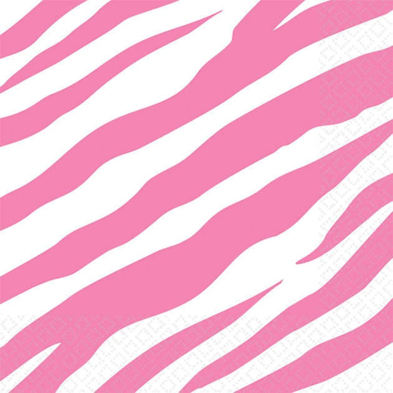 Bright Pink Zebra Beverage Napkins (16ct)
