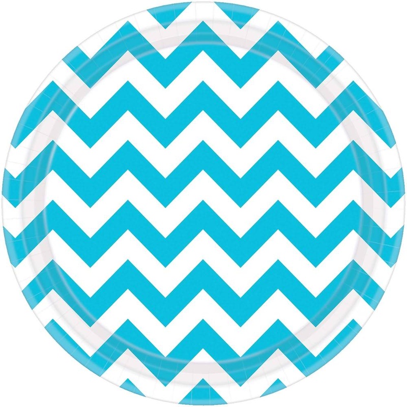 Caribbean Blue Chevron Dinner Plates (8ct)