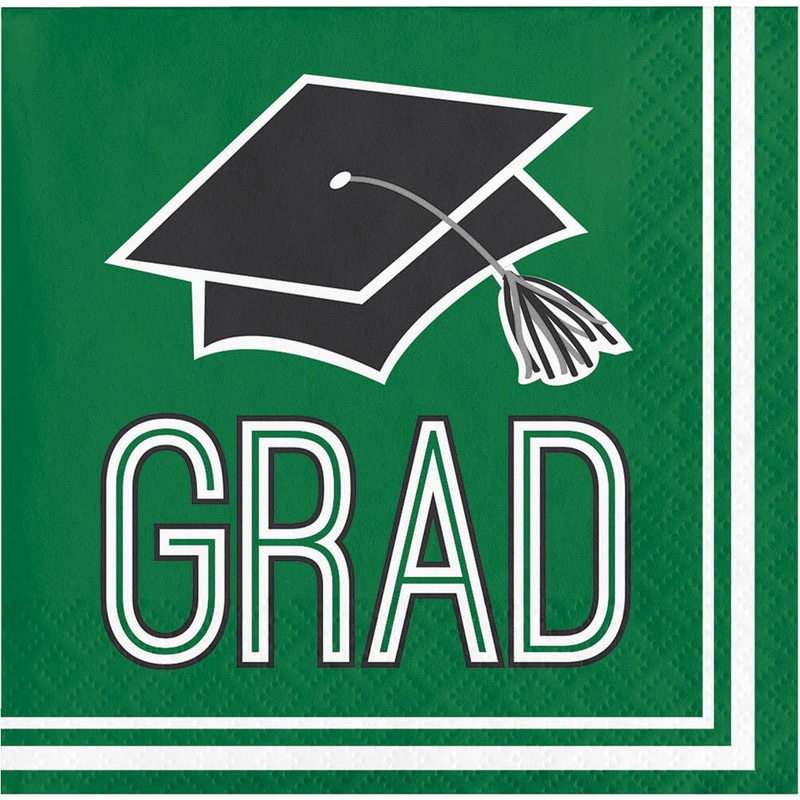 Congrats Grad Green Beverage Napkins (36 ct)