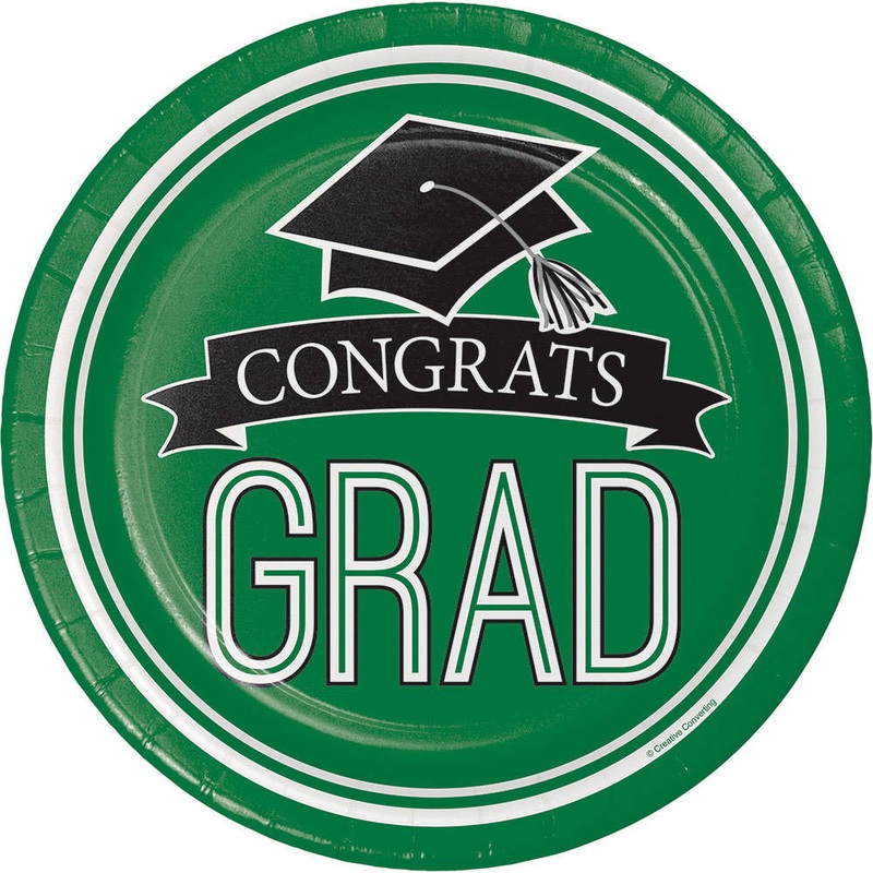 Congrats Grad Green Dinner Plates (18 ct)