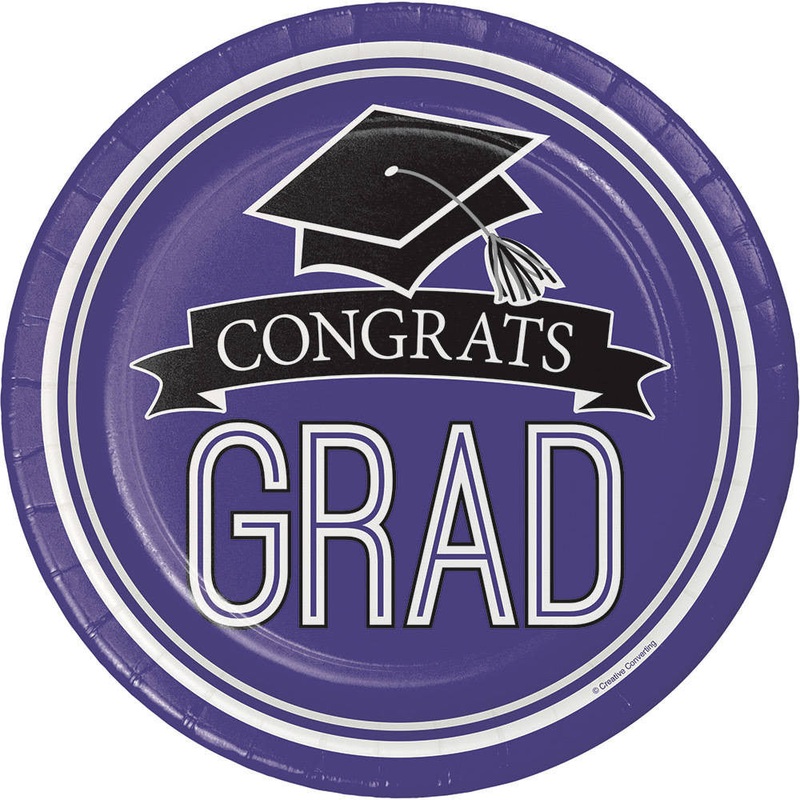 Congrats Grad Purple Dinner Plates (18 ct)