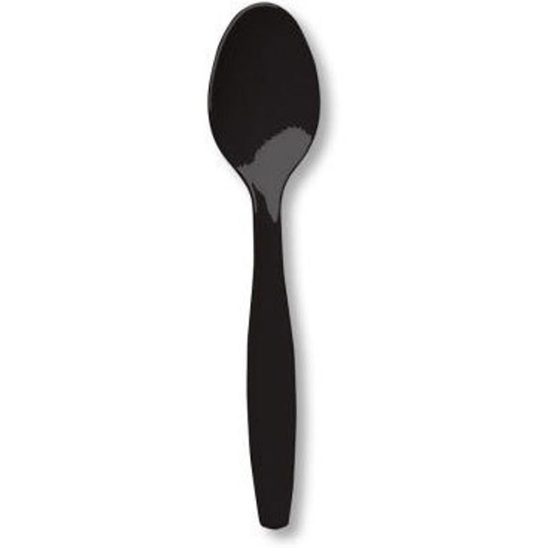 Jet Black Big Party Pack Box Mid Weight Plastic Spoon 100 ct