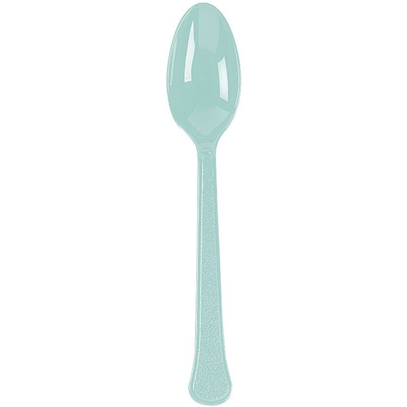 Robins Egg Blue Big Party Pack Box Mid Weight Plastic Spoon 100 ct