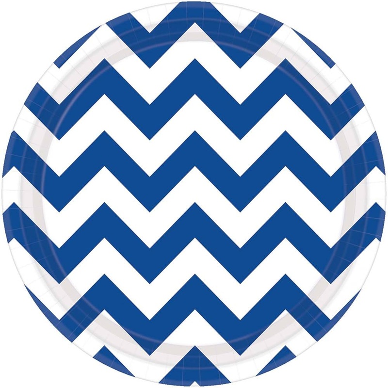 Royal Blue Chevron Dessert Plates (8ct)