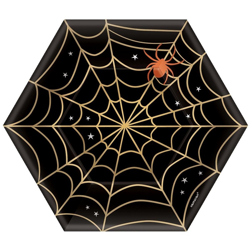 Spider Web Paper Hexagon Dessert Plates (8 ct)