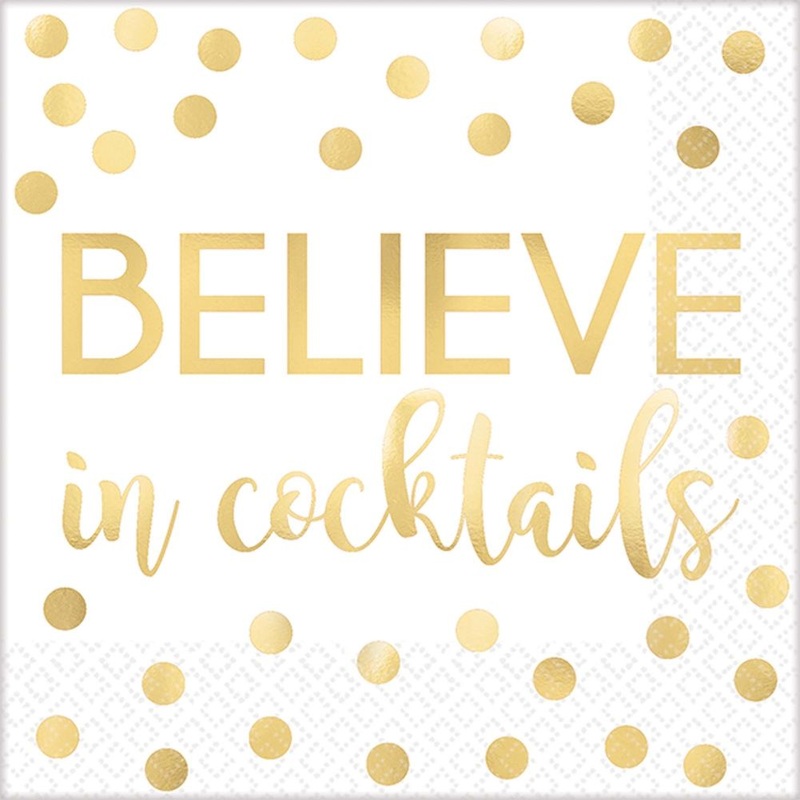 Believe in Cocktails Hot Stamped Beverage Napkins (16 ct)