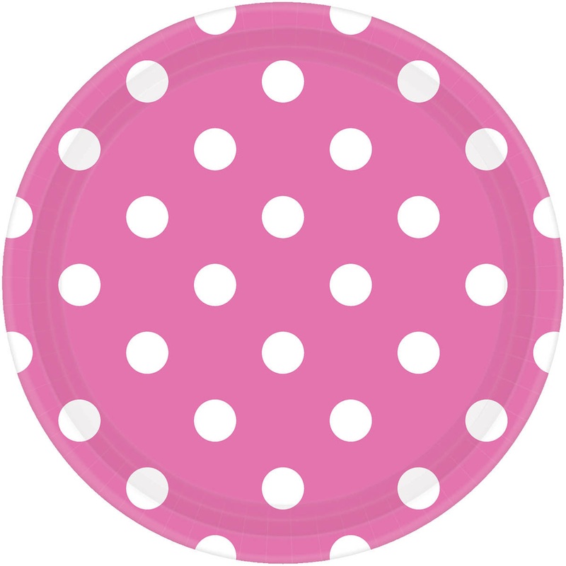 Bright Pink Dots Dinner Plates (8ct)