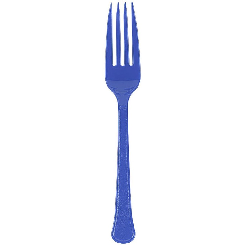 Bright Royal Blue Big Party Pack Box Mid Weight Plastic Fork 100 ct