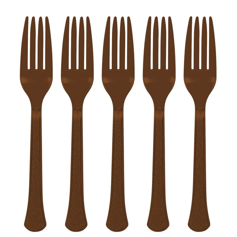 Chocolate Brown Plastic Fork 20 ct