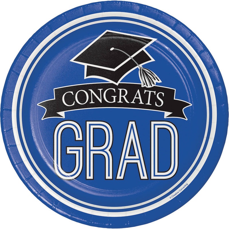 Congrats Grad Blue Dessert Plates (18 ct)