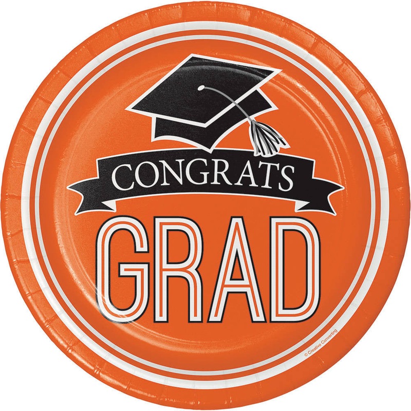 Congrats Grad Orange Dessert Plates (18 ct)