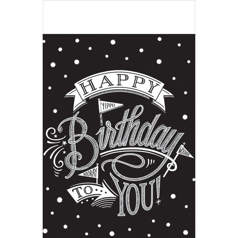 Hooray It's Your Birthday Black & White Plastic Tablecover