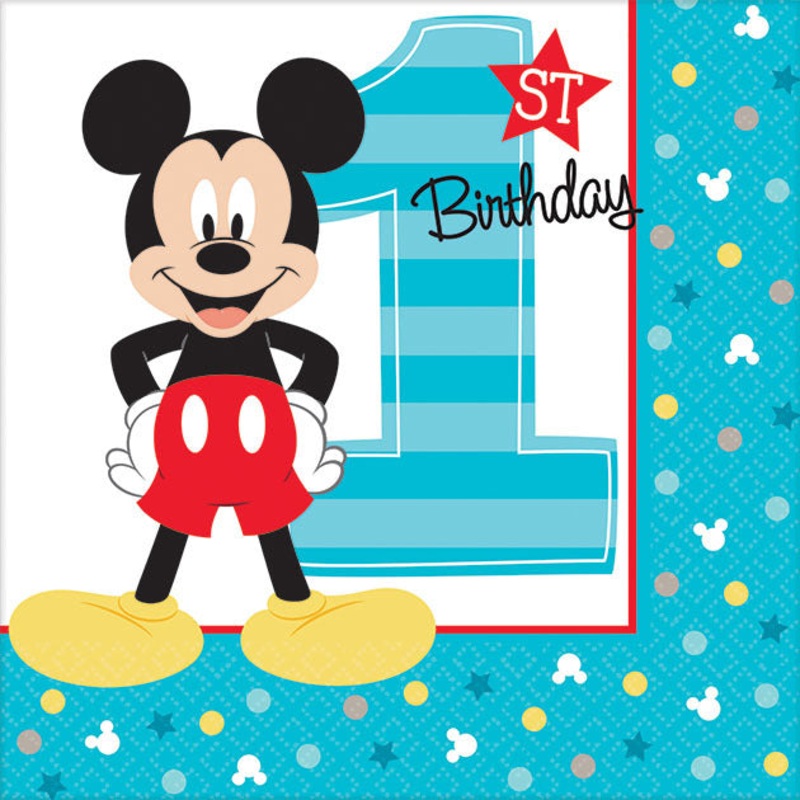 Mickey Fun To Be One Beverage Napkins (16 ct)