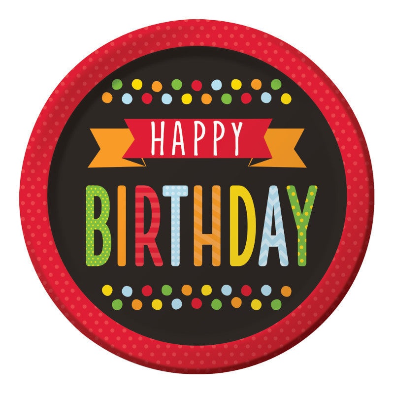 Polka Dot Birthday Paper Dessert Plates (8 ct)