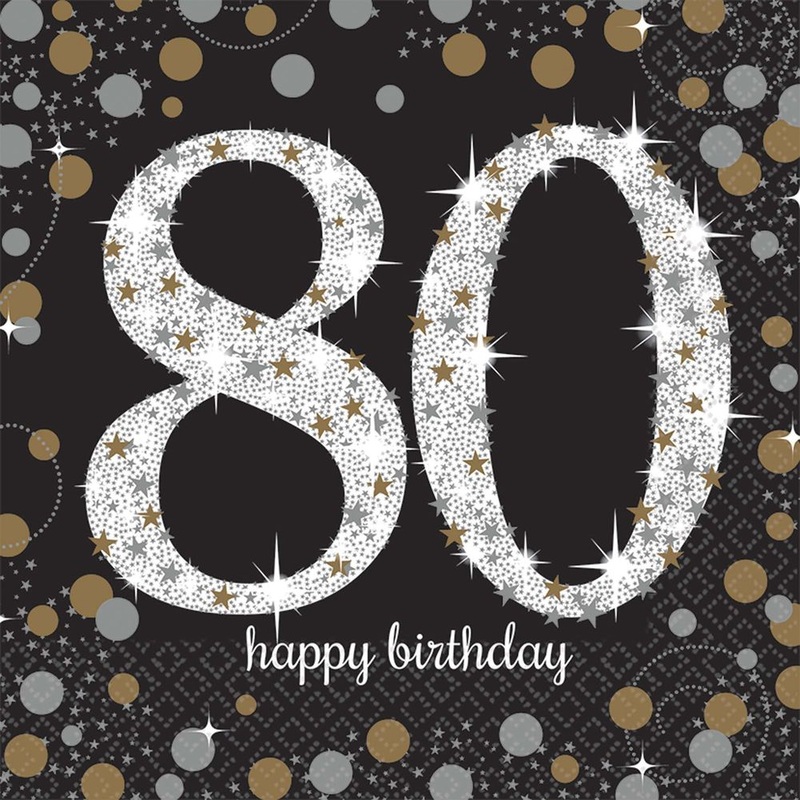 Sparkling Celebration 80th Birthday Luncheon Napkins (16 ct)