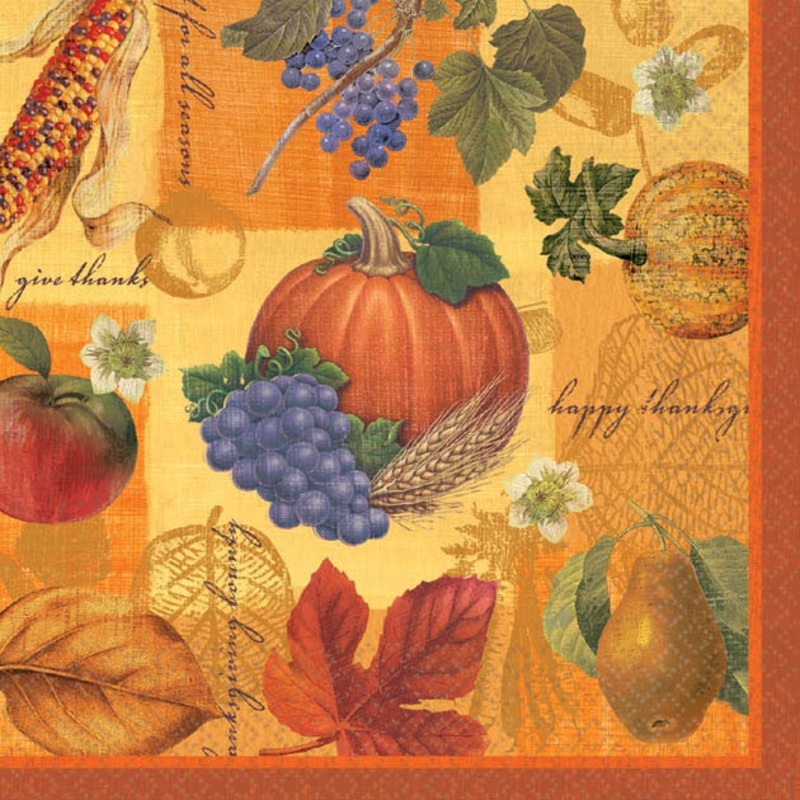 Thanksgiving Scrapbook Beverage Napkins (16ct)
