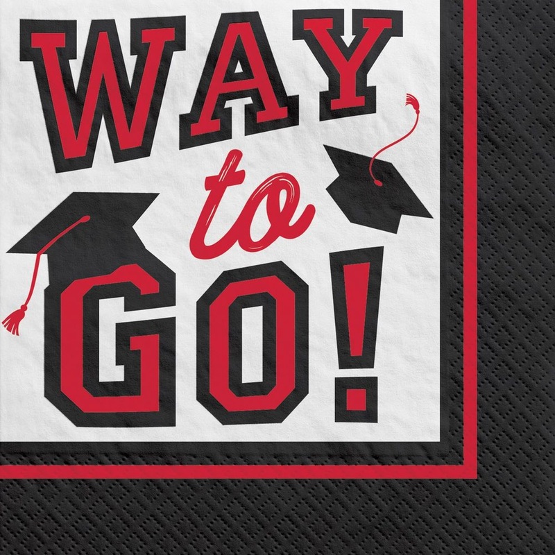 True To Your School Graduation Beverage Napkins Red (40ct)