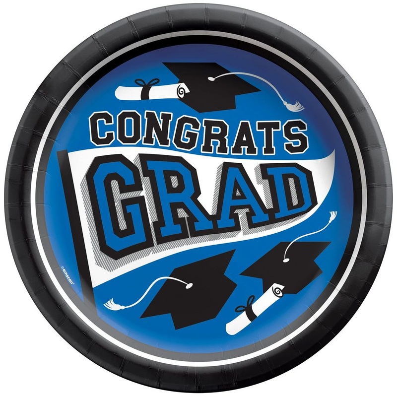 True To Your School Graduation Round 8.5" Plates Royal Blue (20ct)