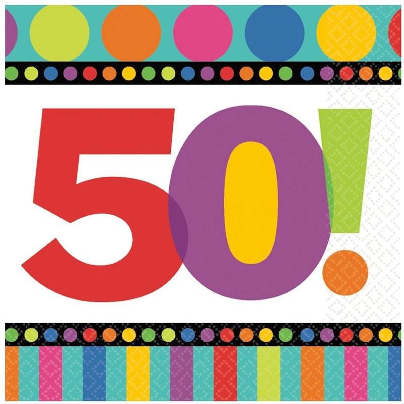 50th Birthday Dots and Stripes Luncheon Napkins (16ct)
