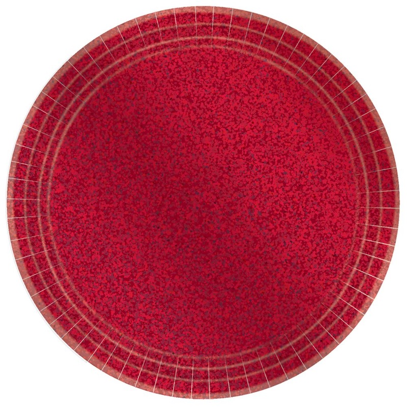 Apple Red 6.75" Round Paper Prismatic Plates 8 ct