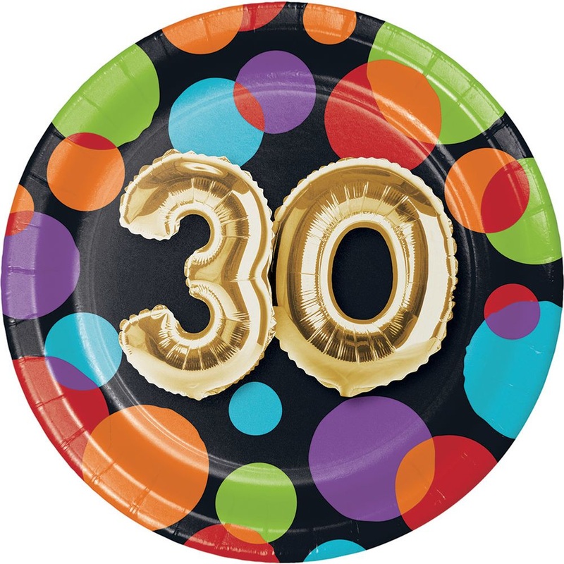 Balloon Birthday 30 Dessert Plates (8 ct)