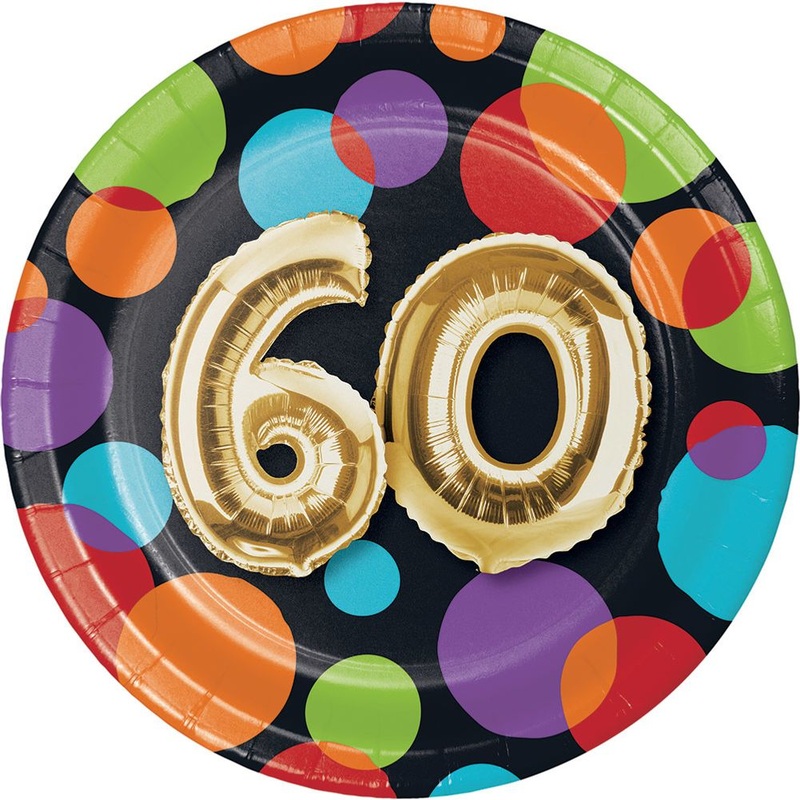 Balloon Birthday 60 Dessert Plates (8 ct)