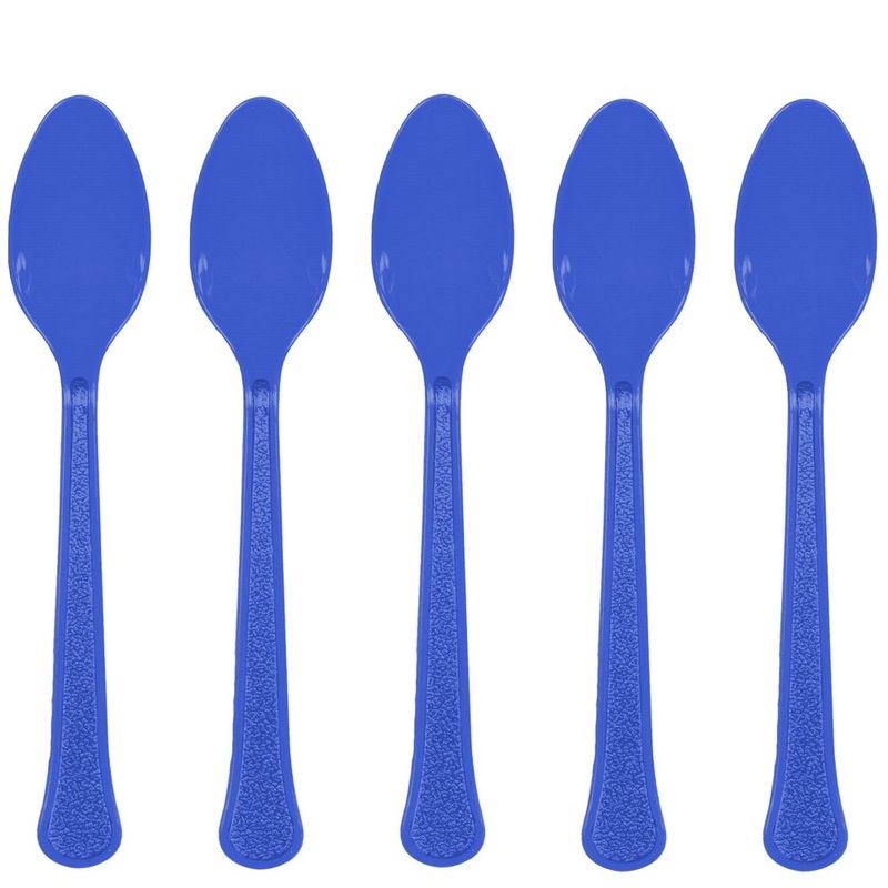 Bright Royal Blue Plastic Spoon 20 ct