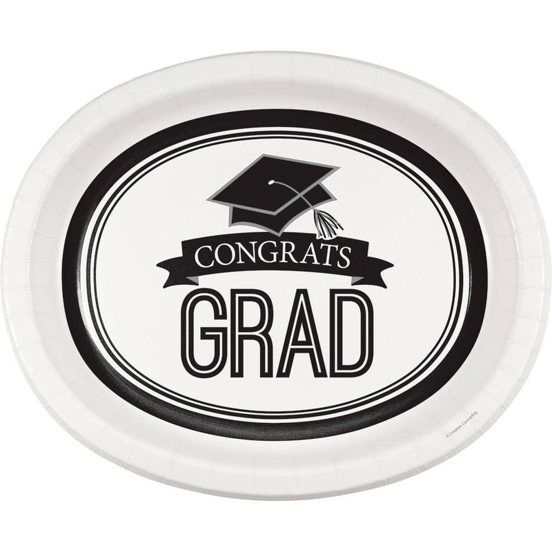 Congrats Grad White Banquet Plates (8 ct)