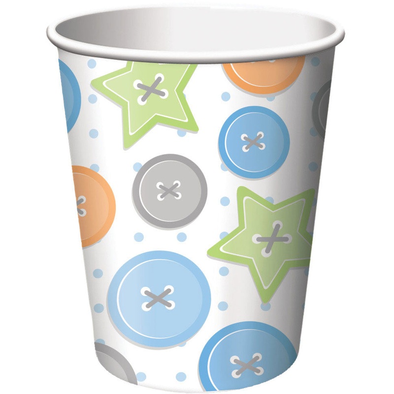 Cute as a Button - Boy 9oz Paper Cups (8ct)