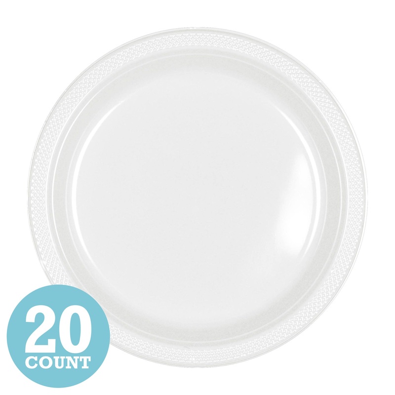 Frosty White Plastic Dinner Plates (20ct)