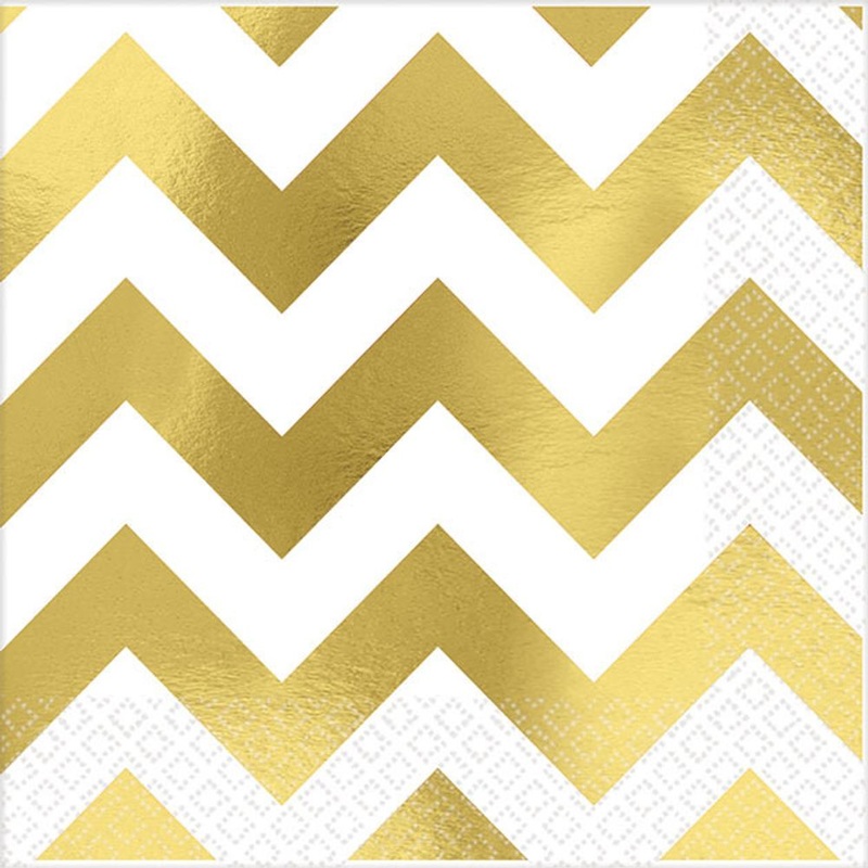 Gold Chevron Beverage Napkins (16 ct)