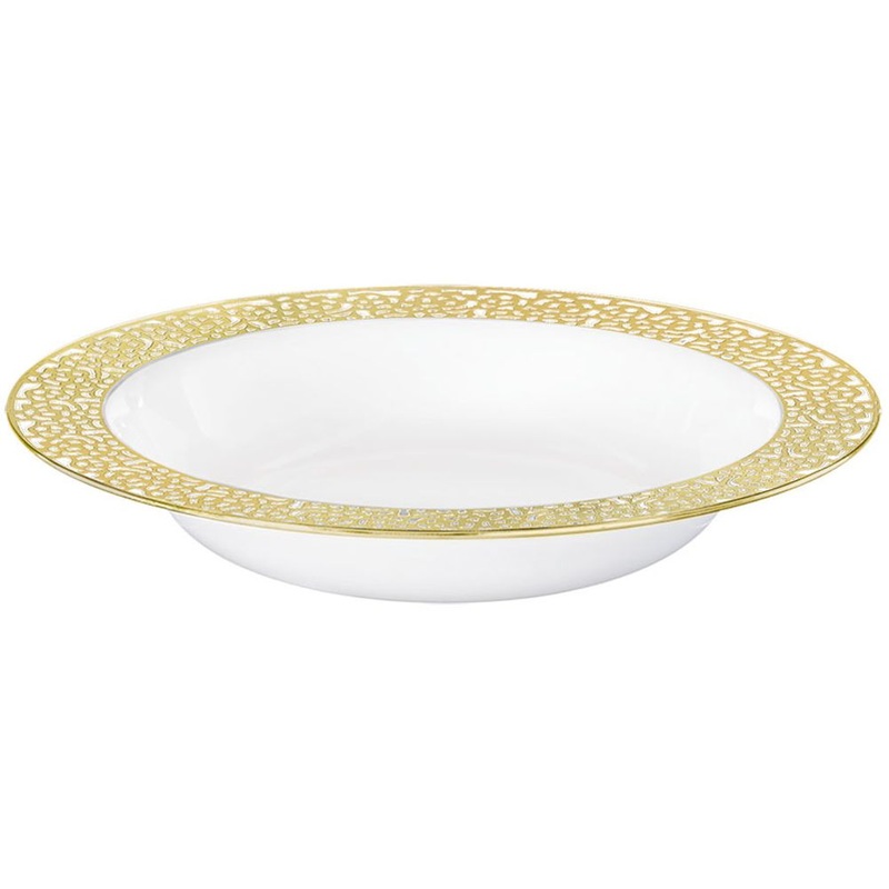 Gold Laced White Plastic 12oz Bowls (10 ct)
