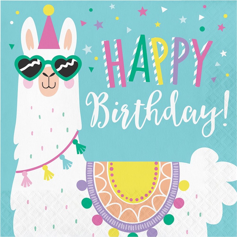 Llama Party Happy Birthday Luncheon Napkins (16ct)
