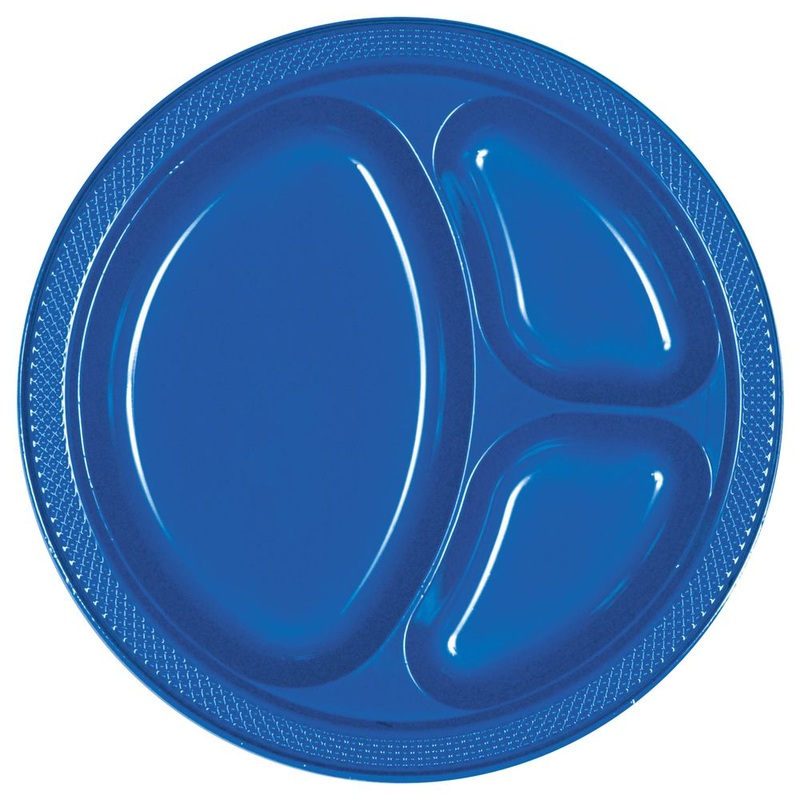 Marine Blue Divided Plastic Banquet Plates