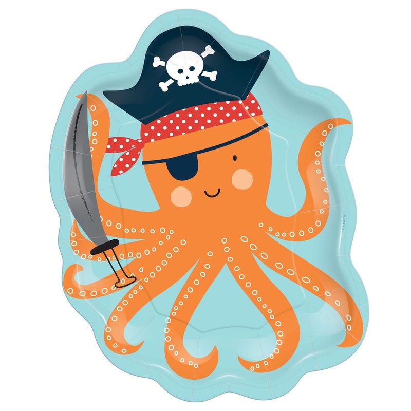 Pirate Octopus Shaped Dessert Plates, 8ct