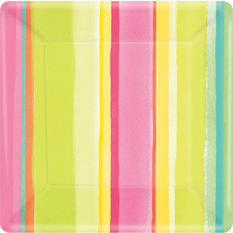 Sunny Stripe Pink Banquet Plates (8ct)