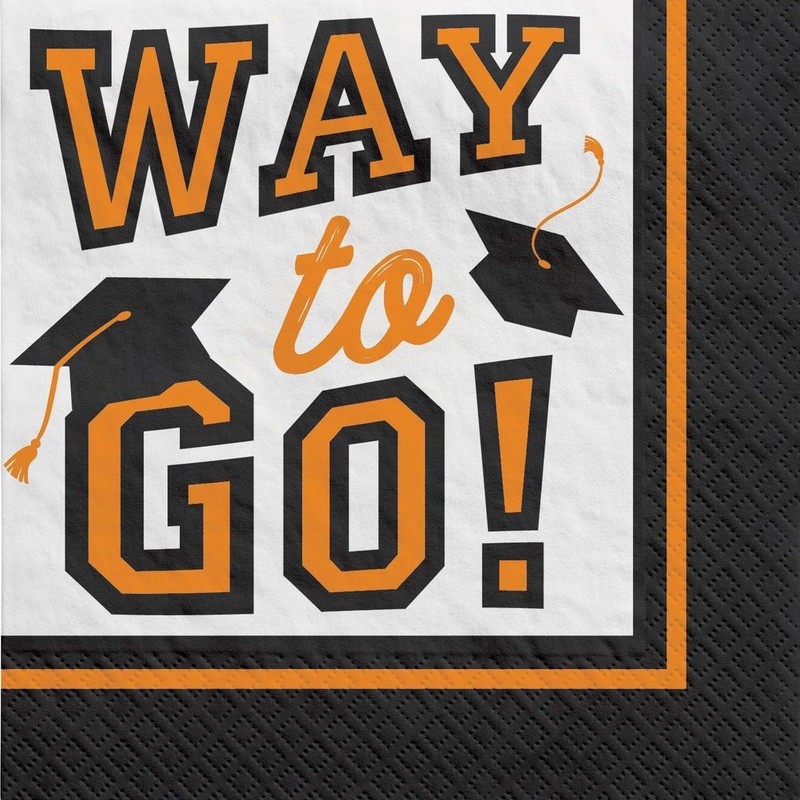 True To Your School Graduation Beverage Napkins Orange (40ct)