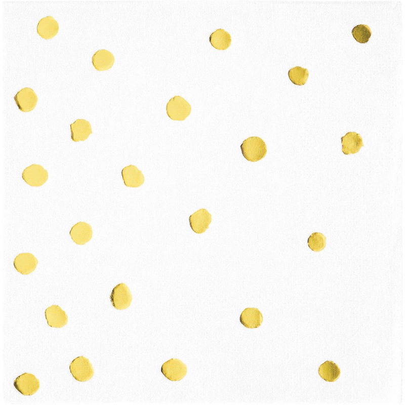 White & Gold Hot Stamped Beverage Napkins (16 ct)