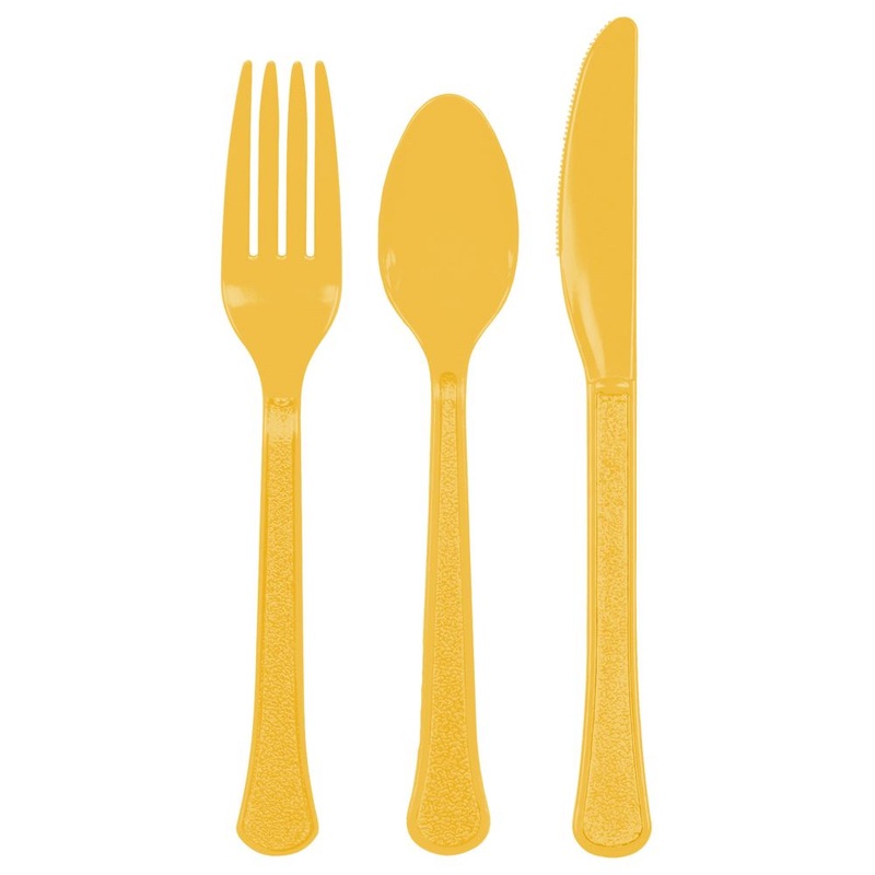 Yellow Sunshine Plastic Assorted Cutlery 24 ct