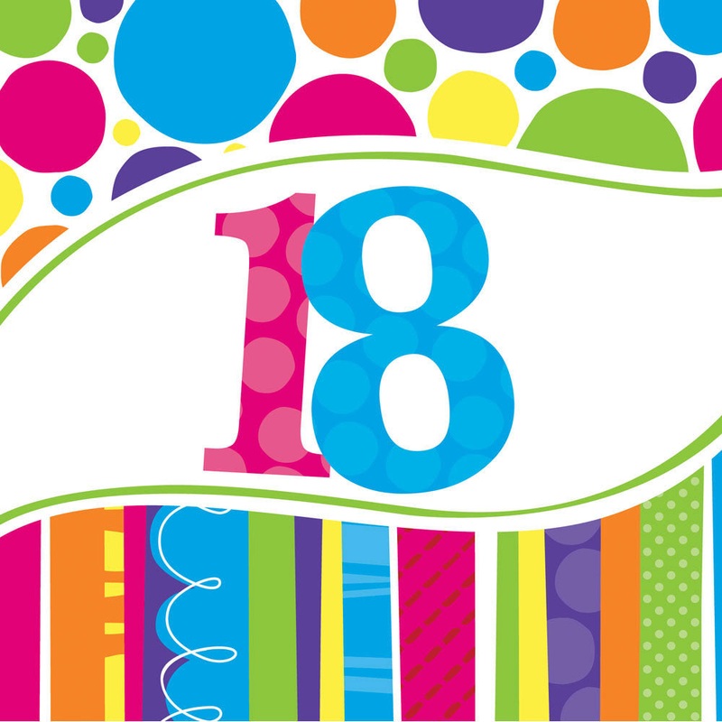 18 Bright and Bold Luncheon Napkins (18ct)