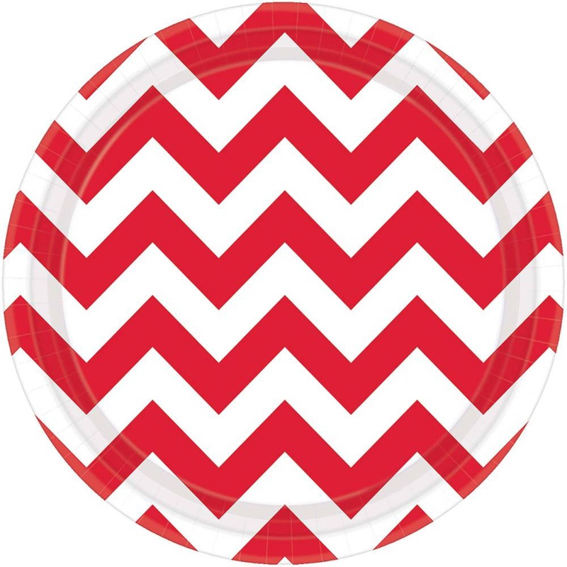 Apple Red Chevron Dessert Plates (8ct)