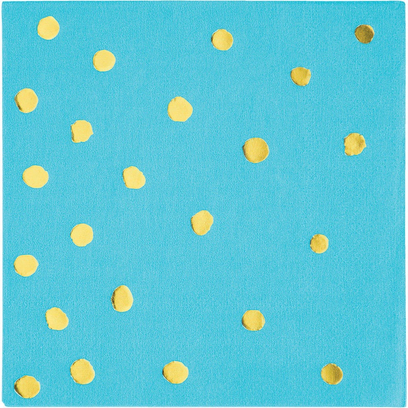 Bermuda Blue & Gold Hot Stamped Beverage Napkins (16 ct)