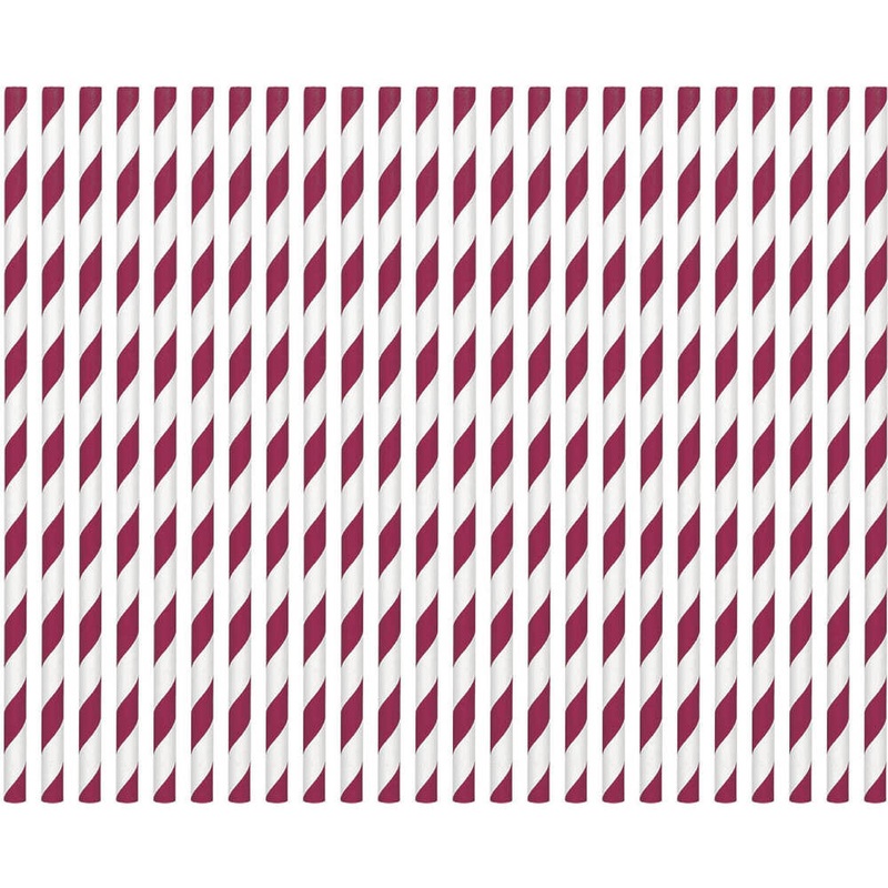 Berry Striped Straws Paper 80 ct